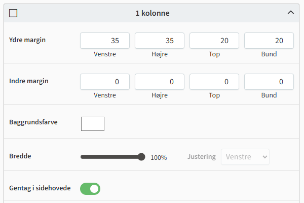 Skærmbillede af fakturadesigner i TIMElight.