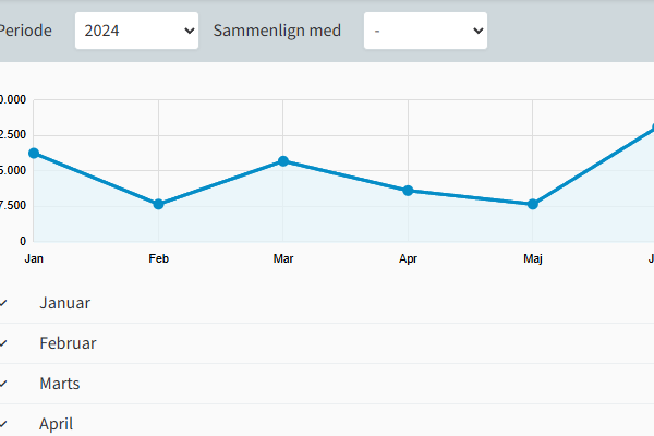 Skærmbillede af en økonomirapport i TIMElight.
